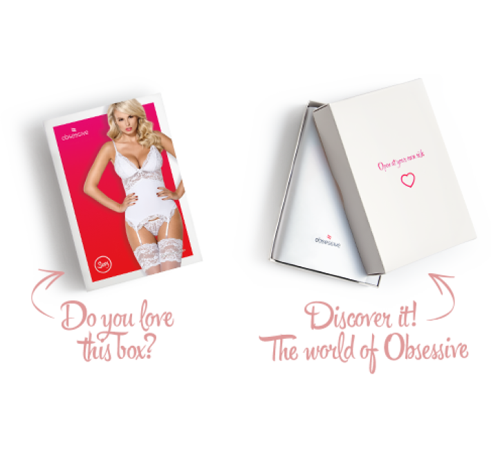 Сатиновый кружевной корсет Obsessive 810-COR-2 babydoll & thong корсет, танга, белый S/M