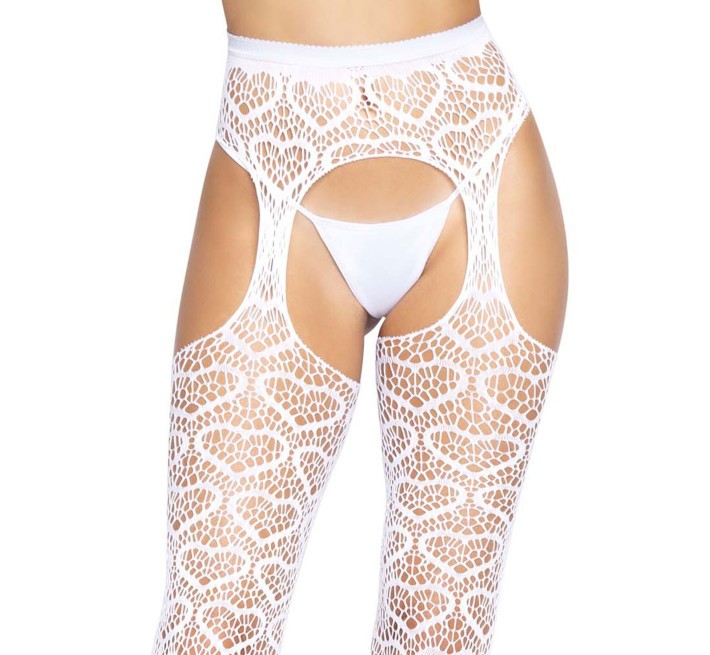 Ажурні колготки із сердечками Leg Avenue Heart White one size
