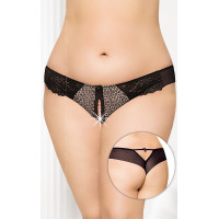 Трусики SoftLine G-String 2435 Plus Size XL Чорні/Леопардові Трусики SoftLine G-String 2435 Plus Size XL Чорні/Леопардові