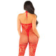 Бодистокинг Leg Avenue Seamless Net and Lace Lingerie Jumpsuit One Size, Red