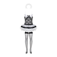 Еротичний костюм покоївки зі спідницею Obsessive Housemaid 5 pcs costume чорно-білий S/M