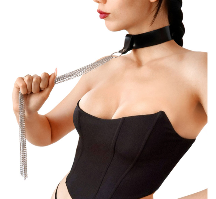 Сексуальний чокер з ланцюгами Art of Sex - Stormy chain and leather