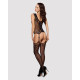 Бодистокинг Obsessive Bodystocking F221 силуэт цветочный рисунок, имитация чулок black XL/XXL