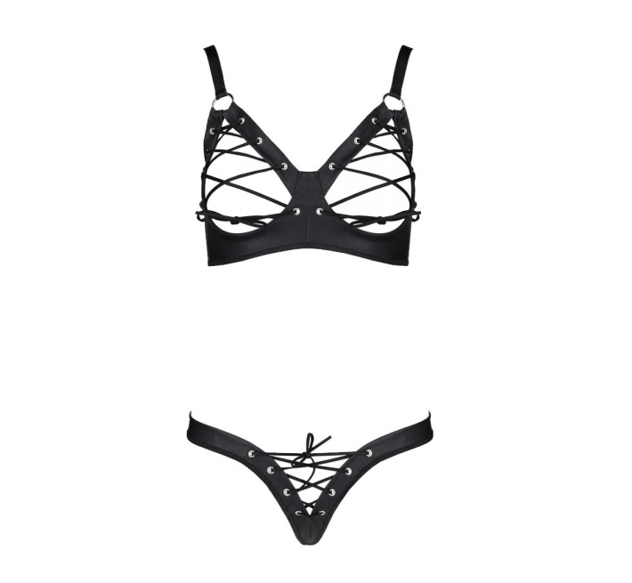 Комплект з екошкіри Passion CELINE BIKINI black 4XL/5XL