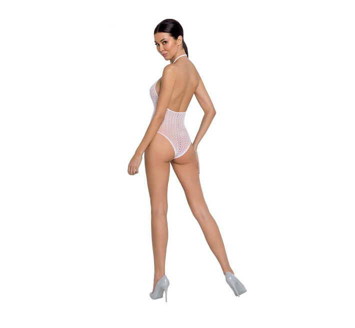 Бодистокинг из декольте Passion BS088 white, имитация корсетной шнуровки