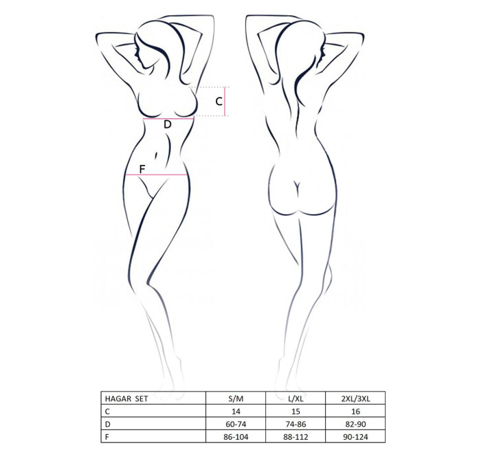 Комплект білизни Passion HAGAR SET Чорний XXL/XXXL