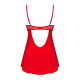 Пеньюар Obsessive Ingridia chemise & thong XS/S, червоний, сорочка, стрінги
