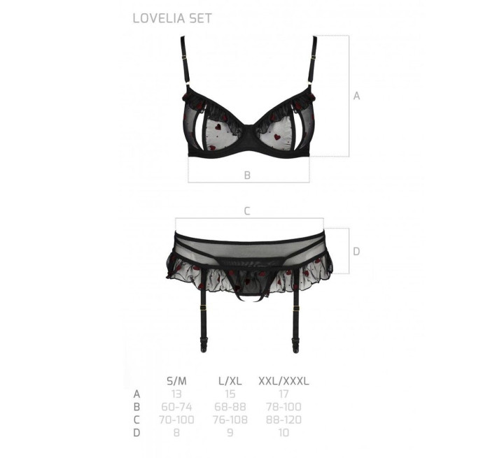 Сексуальный комплект с поясом для чулок Passion LOVELIA SET black XXL/XXXL