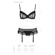 Сексуальный комплект с поясом для чулок Passion LOVELIA SET black XXL/XXXL
