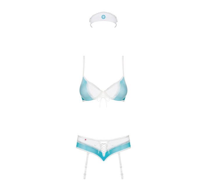 Эротический костюм медсестры Obsessive 834-CST-6 бело-голубой L/XL