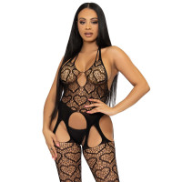 Бодістокінг з відкритим доступом Leg Avenue Net suspender bodystocking Black One size Бодістокінг з відкритим доступом Leg Avenue Net suspender bodystocking Black One size