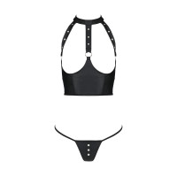Комплект білизни з відкритими грудьми Passion GENEVIA SET WITH OPEN BRA black L/XL