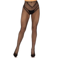 Чулки Leg Avenue Crotchless Net Tights with Heart Backseam Black One Size