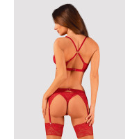 Obsessive Lacelove cupless 3-pcs set червоний XL/2XL