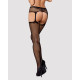 Сетчатые чулки-стокинги с узором на ягодицах Obsessive Garter stockings S232 черные S/M/L