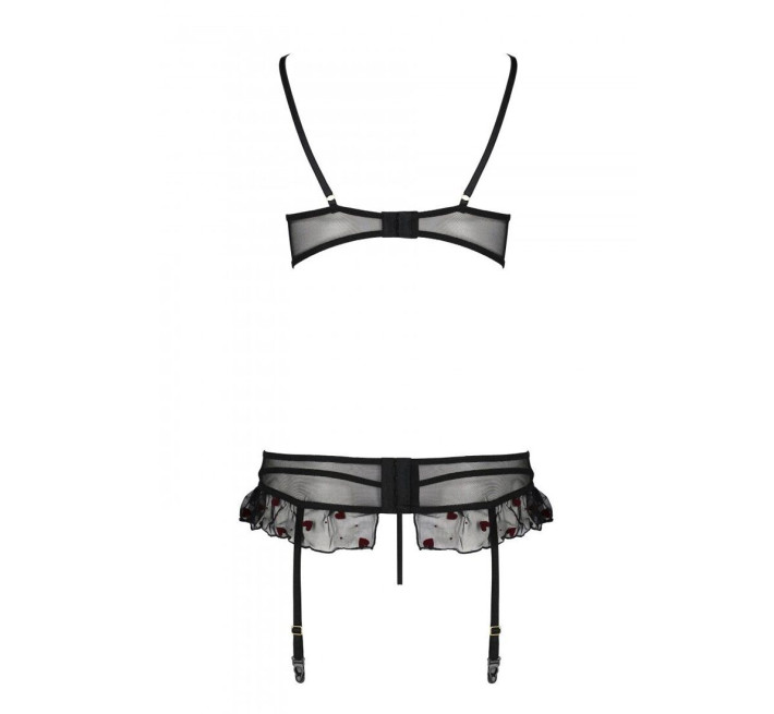 Сексуальный комплект с поясом для чулок Passion LOVELIA SET black XXL/XXXL