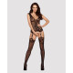 Бодистокинг Obsessive Bodystocking F221 силуэт цветочный рисунок, имитация чулок black XL/XXL