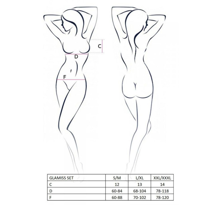 Комплект белья Passion Exclusive GLAMISS SET black L/XL