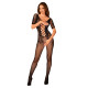 Сетчатый бодистокинг с цветочным рисунком Obsessive Bodystocking F238 черный S/M/L