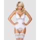 Сатиновый кружевной корсет Obsessive 810-COR-2 babydoll & thong корсет, танга, белый S/M