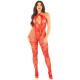 Бодистокинг Leg Avenue Seamless Net and Lace Lingerie Jumpsuit One Size, Red