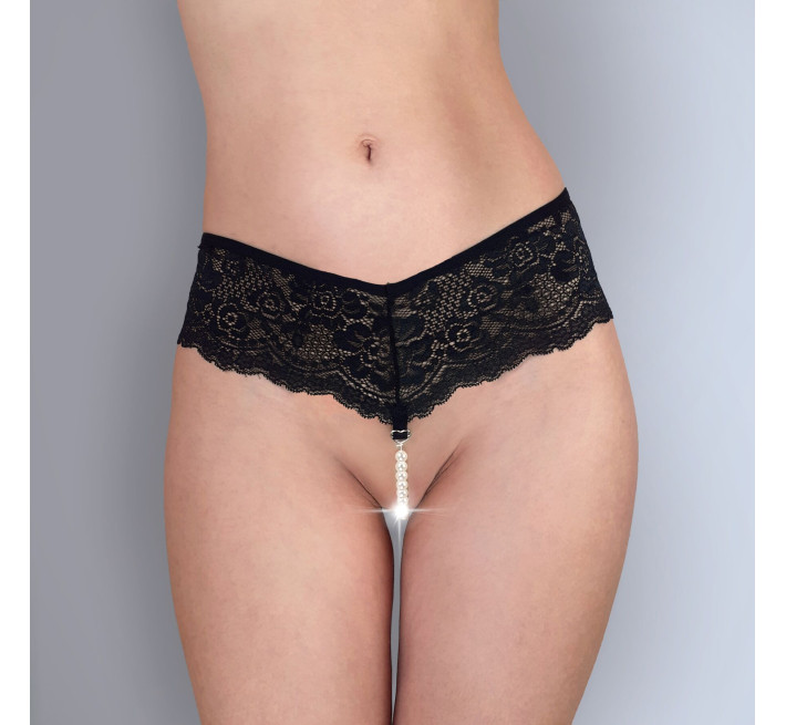 Сексуальні жіночі трусики Art of Sex Fabiana з перлами XS/M Чорні