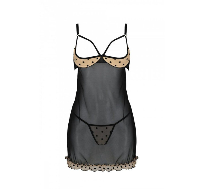 Эротический пеньюар Passion MARINA CHEMISE, L/XL, beige