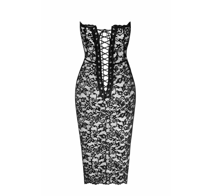 Платье Noir Handmade F301 Catalyst, L, black, миди, кружево, открытые плечи, шнуровка на спине