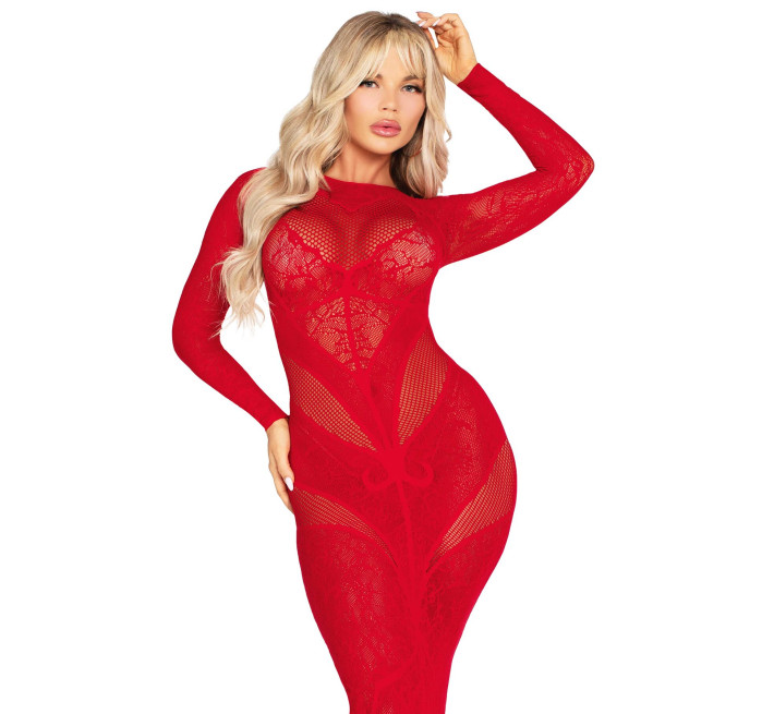 Сукня Leg Avenue Lace and Net Bodycon Gown One Size, Red
