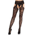Колготки Leg Avenue Cross Hatch Floral Lace Suspender Hose One Size