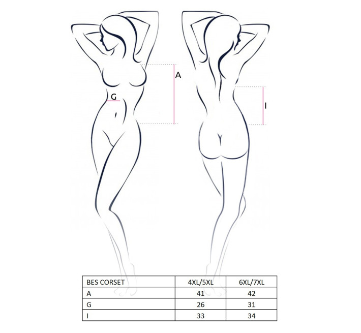 Корсет зі шнурівкою Passion BES CORSET 4XL/5XL Чорний