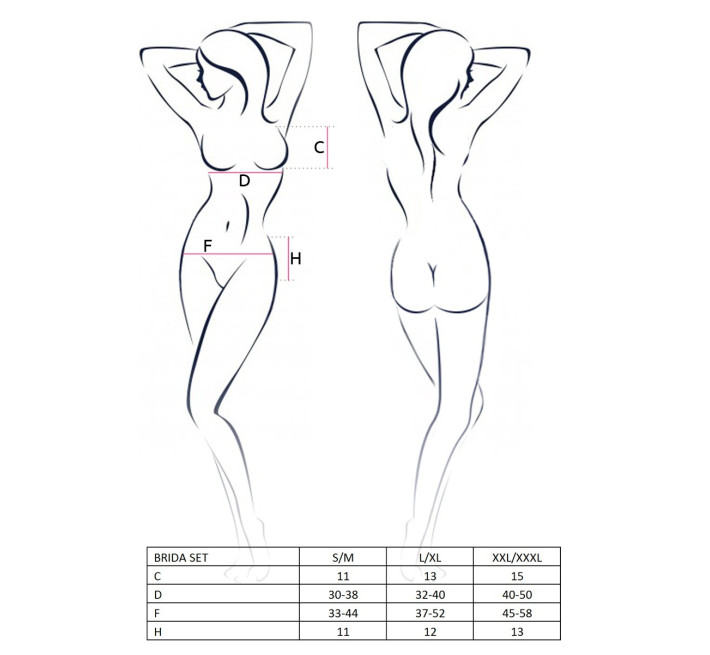 Сексуальний набір Passion BRIDA SET WITH OPEN BRA S/M Чорний