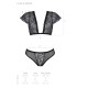 Комплект Passion LEAFA BIKINI black, XXL/XXXL, бюстгальтер-топ с рукавчиками, стринги-шортики с вырезом