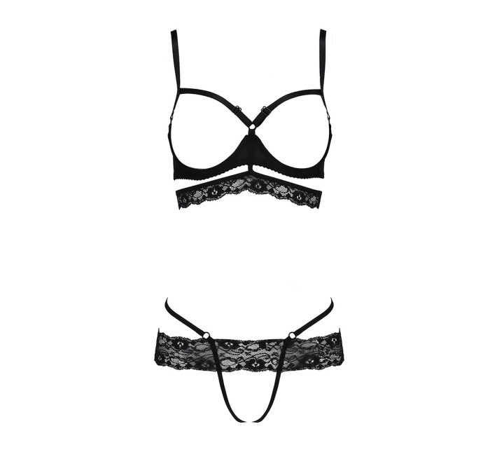 Комплект білизни Passion SARIA SET OpenBra Чорний L/XL
