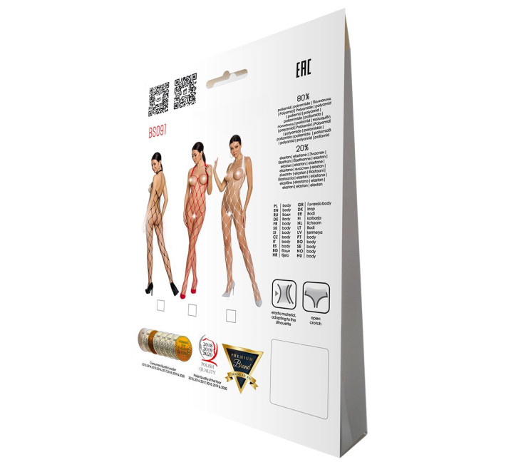 Бодистокинг в очень большую сетку Passion BS091 white, с доступом