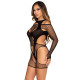 Комплект Leg Avenue Fishnet Garter Harness and Teddy One Size Black
