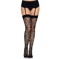 Ажурные чулки с сердечками Leg Avenue Heart Black one size