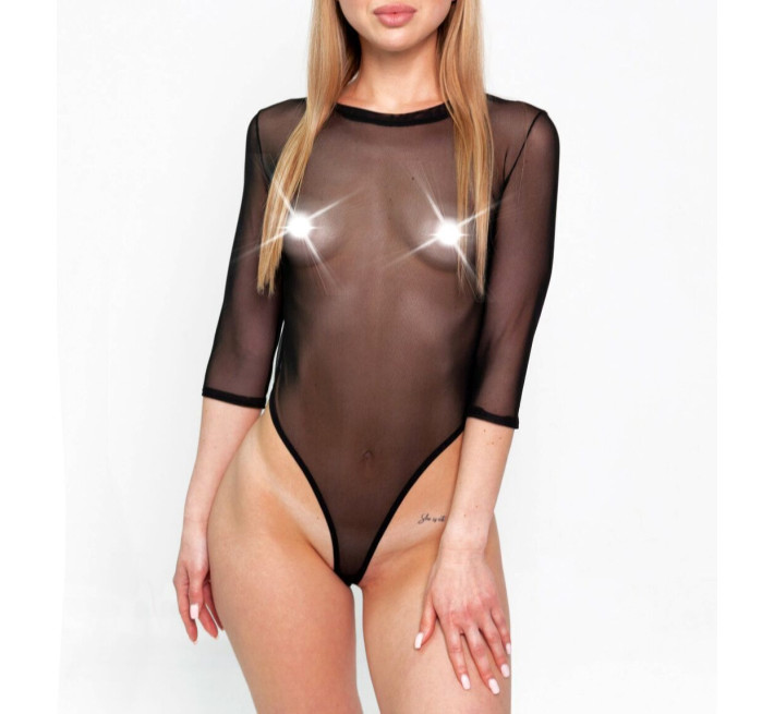 Сексуальна прозора боді сітка Sheril з рукавами Art of Sex Sheril L/2XL Чорне