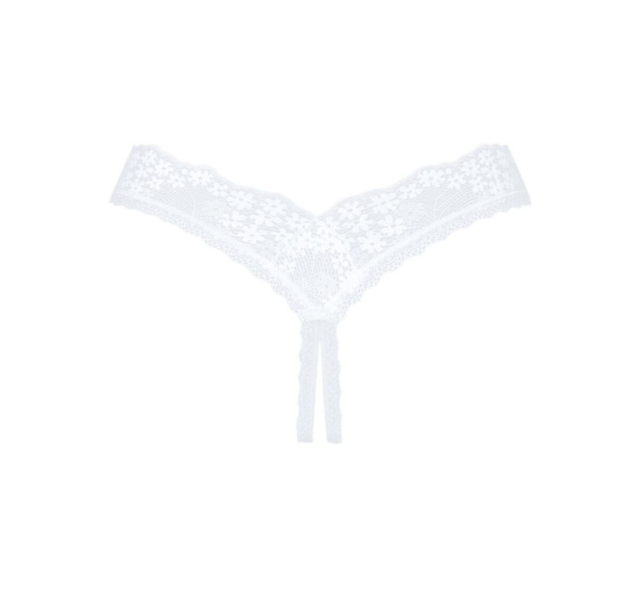Кружевная танга Obsessive Heavenlly crotchless thong XS/S, с доступом