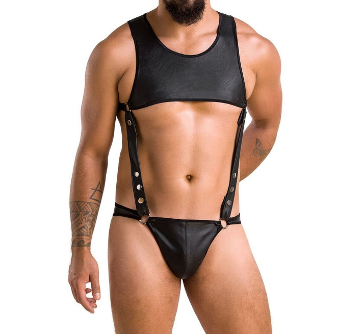 Чоловіче шкіряне боді Passion 056 Adam Black XXL/XXXL