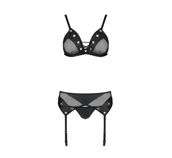Комплект білизни Passion NESSY SET black XXL/XXXL