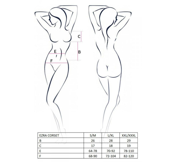 Корсет з декольте Passion ERZA CORSET black XXL/XXXL