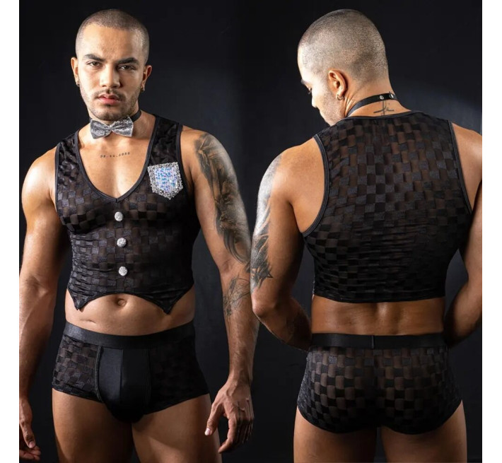 Чоловічий еротичний костюм офіціанта JSY «Привабливий Михаель» One Size, топ, труси, метелик