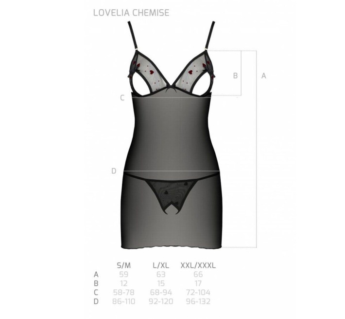 Рубашка с вырезами на груди + стринги Passion LOVELIA CHEMISE black S/M
