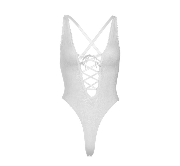 Кружевное боди Leg Avenue Floral lace thong teddy White one size