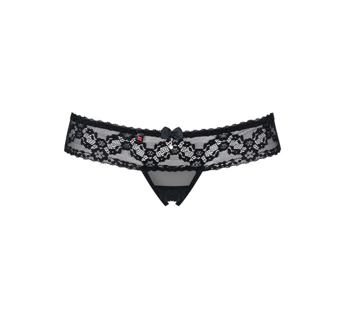 Кружевные танги с доступом Obsessive 837-THC-1 черные L/XL