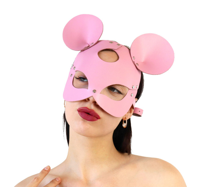 Кожаная маска мышки Art of Sex - Mouse Mask, цвет Розовый
