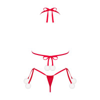 Комплект білизни з помпонами Obsessive Bobble Girl, червоний Комплект білизни з помпонами Obsessive Bobble Girl, червоний