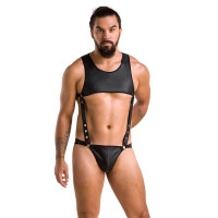 Мужское кожаное боди Passion 056 Adam Black XXL/XXXL