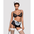Эротический костюм горничной Obsessive Maidme set 5pcs черно-белый L/XL